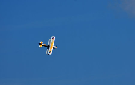 ICKWELL, BEDFORDSHIRE, ENGLAND - JUNE 03, 2018: Hawker Nimrod K3661 Vintage airplane in flight.