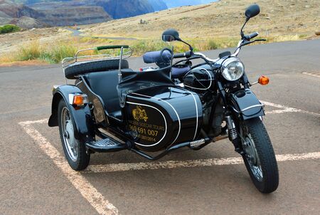 CANICAL, MADEIRA, PORTUGAL -  JUNE 23, 2019: Classic  Motorcycle and Sidecar used to give Island tours.のeditorial素材