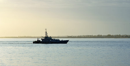 UK Border Force Patrol Boat in the estuary of the river Orwell at Felixstowe  Suffolk.のeditorial素材