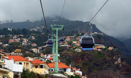 The cable car from Funchal to Monte with low cloud Madeira Portugal.のeditorial素材