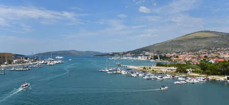 View to the south of Trogir Croatia Boats in Marinaのeditorial素材
