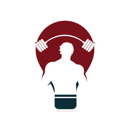 Gym club Bulb shape logo or label. Sports vector illustrationのイラスト素材