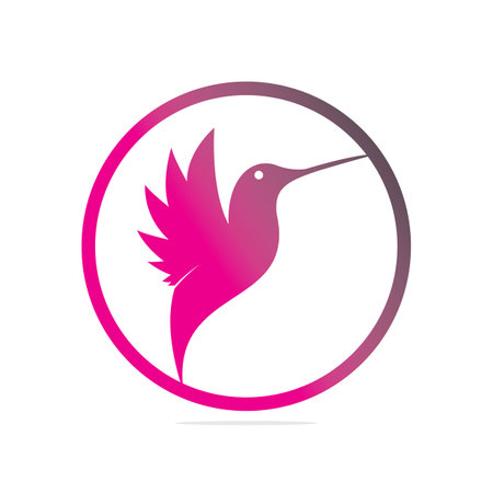 Colibri Bird logo. Vector illustration of exotic flying Hummingbird isolated on white backgroundのイラスト素材