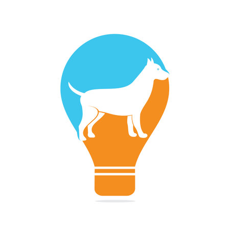 Dog bulb shape concept logo Design Vector Template. Dog icon logo vectorのイラスト素材