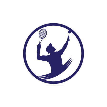 tennis logo designs with tennis players ball and racket logo design inspirationのイラスト素材