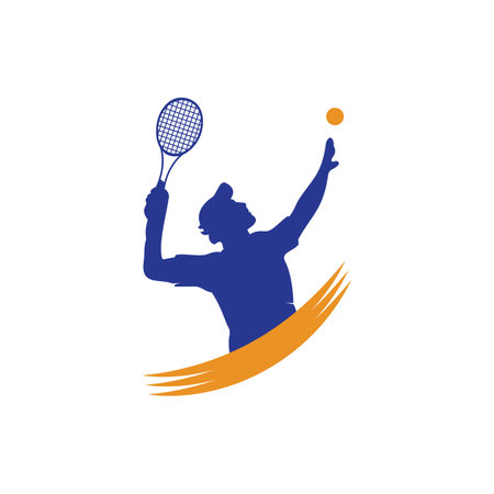 tennis logo designs with tennis players ball and racket logo design inspirationのイラスト素材