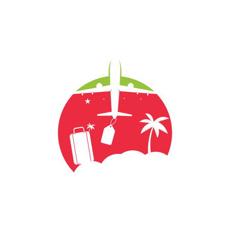 Travel vector  design template. Travel bag and airplane icon  design.のイラスト素材