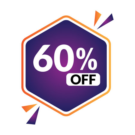 60% OFF Sale Discount Banner. Discount offer price tag. Vector Modern Sticker Illustration.