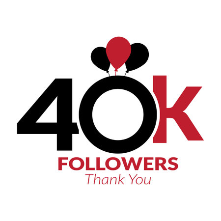 40k followers vector  design icon vector. Thanks for 40k followers.