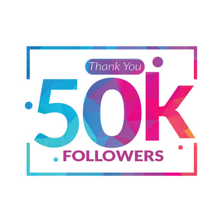 50k followers vector  design icon vector. Thanks for 50k followers.