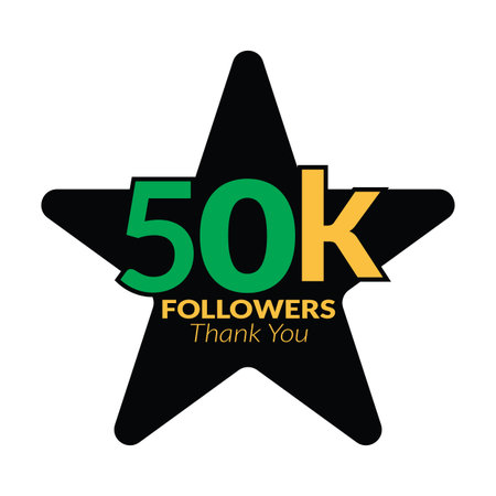 50k followers vector  design icon vector. Thanks for 50k followers.