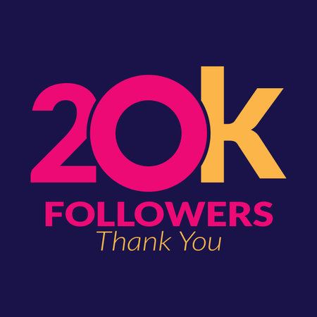 20k followers vector  design icon vector. Thanks for 20k followers.