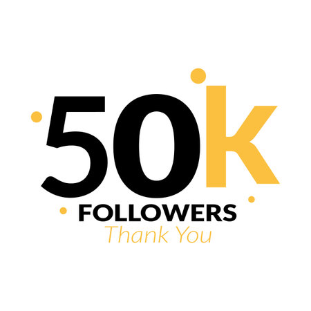 50k followers vector  design icon vector. Thanks for 50k followers.
