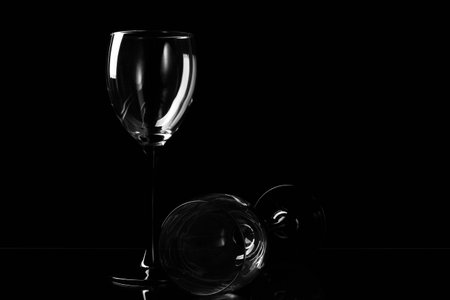 two wineglass on the dark background (horizontal)の写真素材