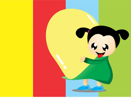 Happy kids with balloonのイラスト素材