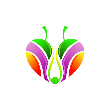 Leaf-style love logoのイラスト素材