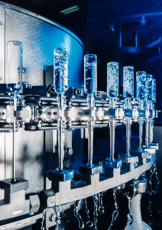 pharmaceutical ampoules for Covid-19 Vaccine in an automatic filling machineの写真素材