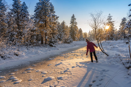 tranquil winter landscape at sunset with fresh powder snow in the Allgaeu alps, Bavaria, Germany
