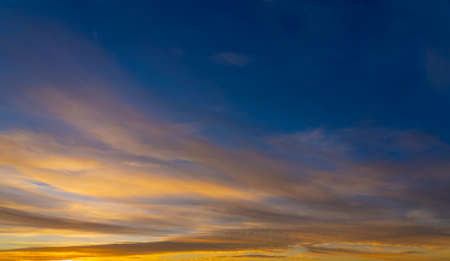 dawn sky with awesome sunset sky from Golden hour to blue hour with copy spaceの写真素材