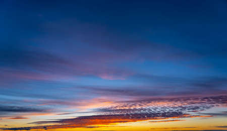 dawn sky with awesome sunset sky from Golden hour to blue hour with copy spaceの写真素材