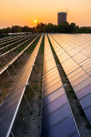 huge solar thermal power plant for district heatingの写真素材