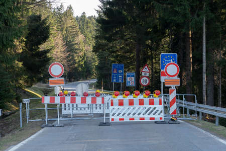 Country roads, leading from Germany to Austria are closed at the border lineの写真素材