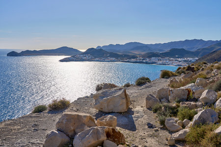 Panoramic view of Kythira bay, Rhodes island, Greeceの写真素材