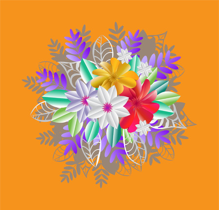 Floral bouquet ,paper artのイラスト素材