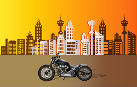 Motorcycle on city backgroundのイラスト素材