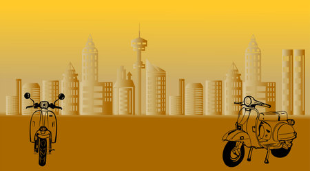 Motorcycle on city backgroundのイラスト素材