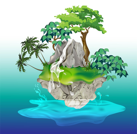 Island waterfallのイラスト素材