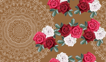 Roses and lace seamless patternのイラスト素材