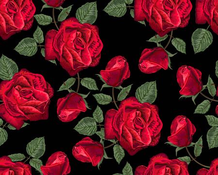 Red rose seamless pattern vector illustrationのイラスト素材