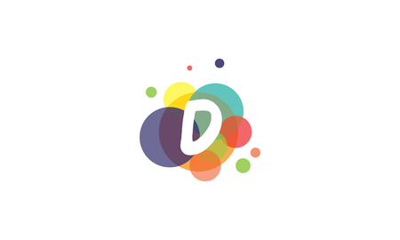 Bright and colorful image of the letter D, against the background of multicolored circles.のイラスト素材