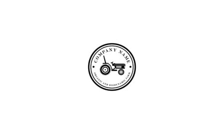 Vector logo on which an abstract image of a farm tractor in the form of a round stamp.のイラスト素材