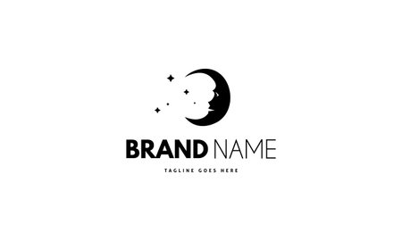 Vector logo on which the abstract image of the moon with a face.のイラスト素材