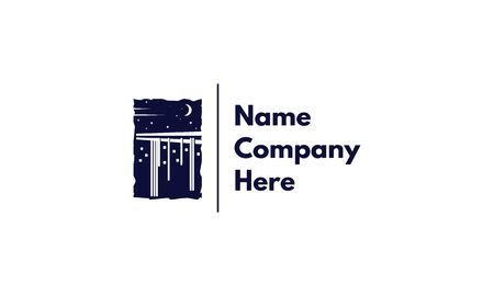 Vector logo design on which an abstract image of chopsticks, from which noodles hang, a general view resembles a night city.のイラスト素材