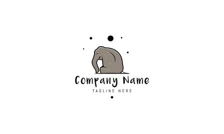Vector logo on which an abstract image of a sitting baby elephant.のイラスト素材