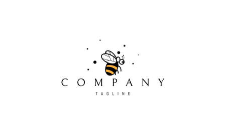 Vector color logo on which an abstract image of a funny flying bee on the background of pollen.のイラスト素材