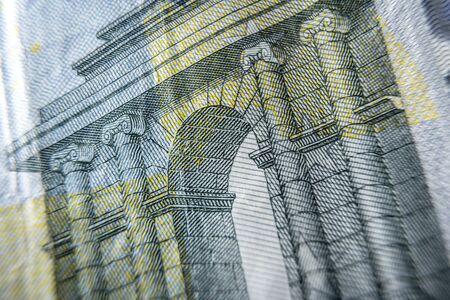 European banknote detail, banknote texture, macro photographyの写真素材