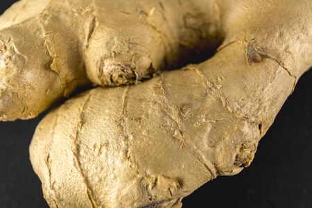 Detail of a piece of ginger, macro photographyの写真素材