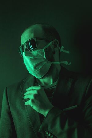 A scared patient in the coronavirus pandemic, Covid-19の写真素材