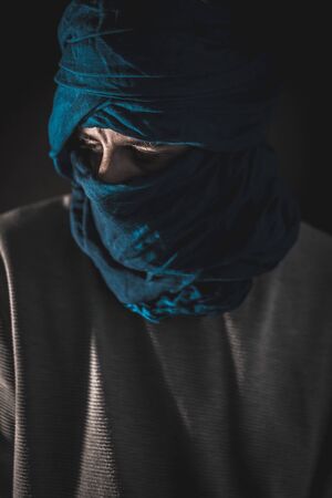 Portraits of a young Berber in the Merzouga desert in Moroccoの写真素材