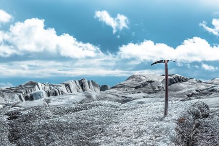 A hammer in the ice of the Svinafellsjokull glacier trekking. Icelandの写真素材