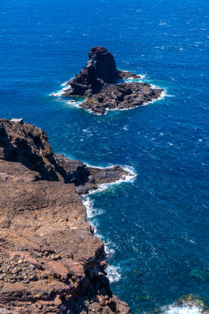 Cliff on the descent to the black sand beach of Bujaren, north of the island of La Palma, Canary Islands. Spainの写真素材