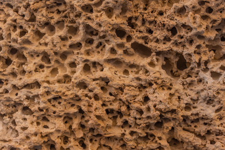 Geoforms in the rocks of Playa los Escullos in the natural park of Cabo de Gata, Nijar, Andalucia....