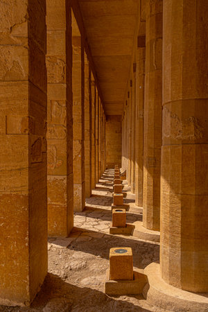 Columns of the Mortuary Temple of Hatshepsut in Luxor. Egypt