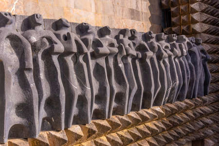Sculptures of the precious Aranzazu Sanctuary in the town of OÃ±ati, Gipuzkoa. Emblematic sites of the Basque Country, vertical photoのeditorial素材