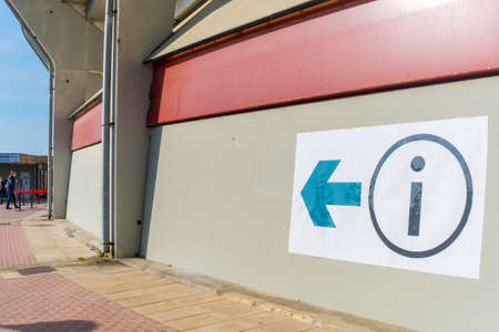 San Sebastian, Gipuzkoa. Spain. May 6, 2021: Information point at the vaccination center, maximum vaccination of the covid-19 population. Coronavirusのeditorial素材