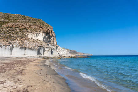 The beautiful Enmedio beach in Cabo de Gata on a beautiful summer day, AlmerÃ­a. Mediterranean sea, spainの写真素材